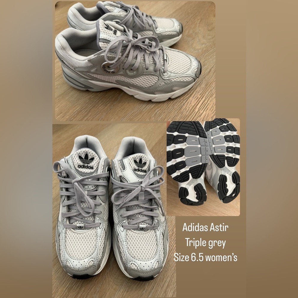 Adidas Astir - triple grey - size 6.5 women’s